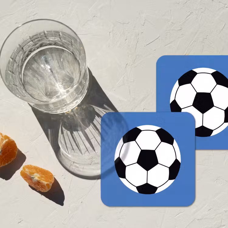 Onderzetter - Voetbal - Zwart-wit - Sport - Illustratie - Blauw — 2