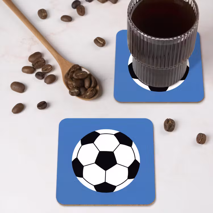 Onderzetter - Voetbal - Zwart-wit - Sport - Illustratie - Blauw — 4