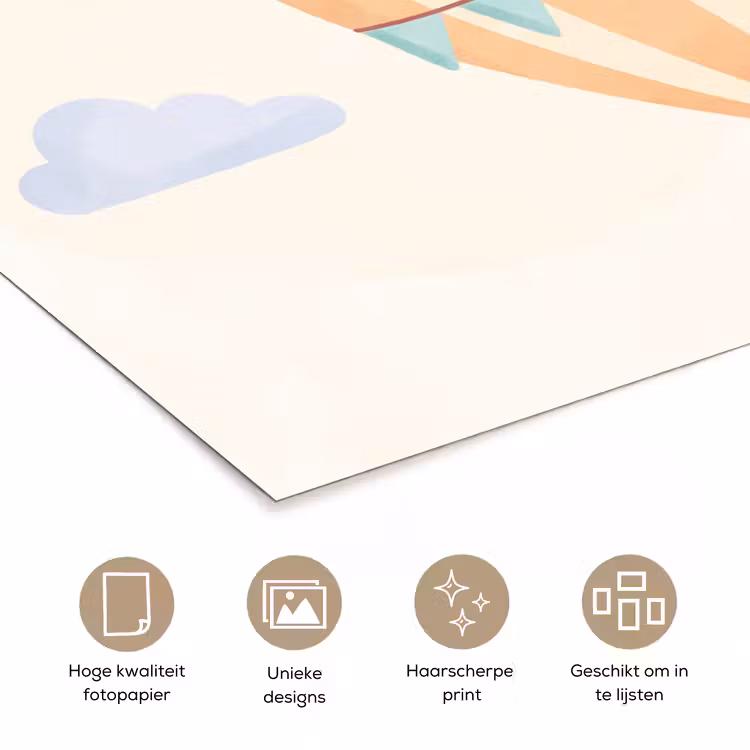Poster - Luchtballon - Wolken - Illustratie - Zacht - Kinderkamer — 5