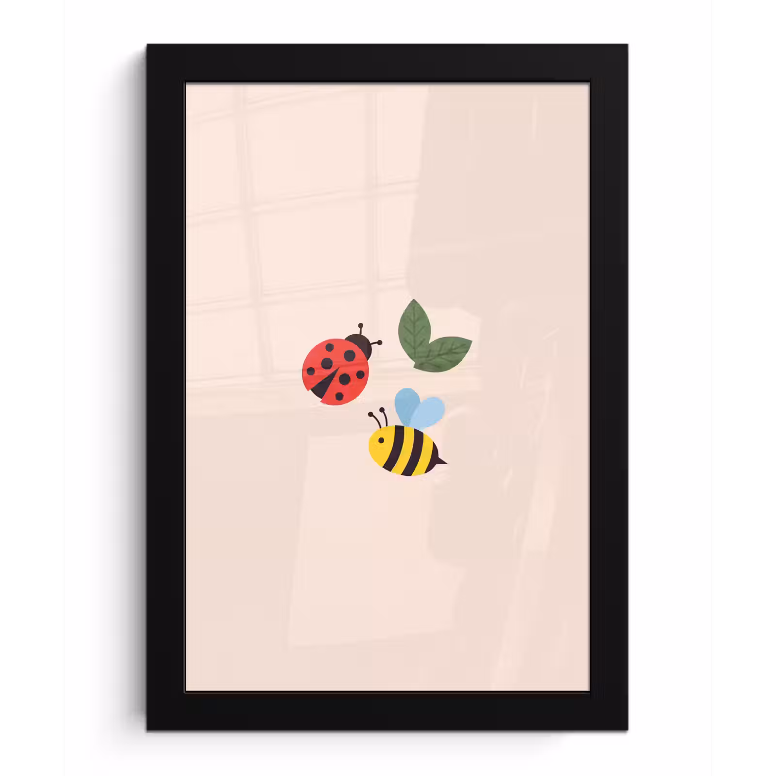 Poster met lijst - Insect - Blad - Natuur - Speels - Illustratie — 1