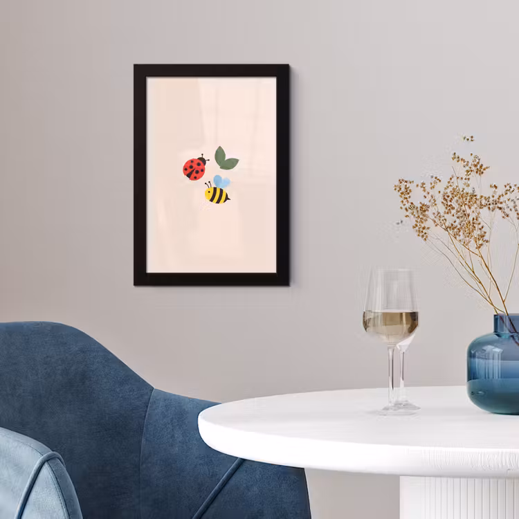 Poster met lijst - Insect - Blad - Natuur - Speels - Illustratie — 2