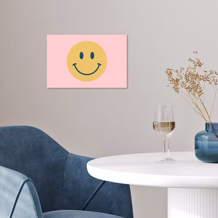 Poster - Smiley - Geel - Roze - Symbool - Minimalistisch — 4