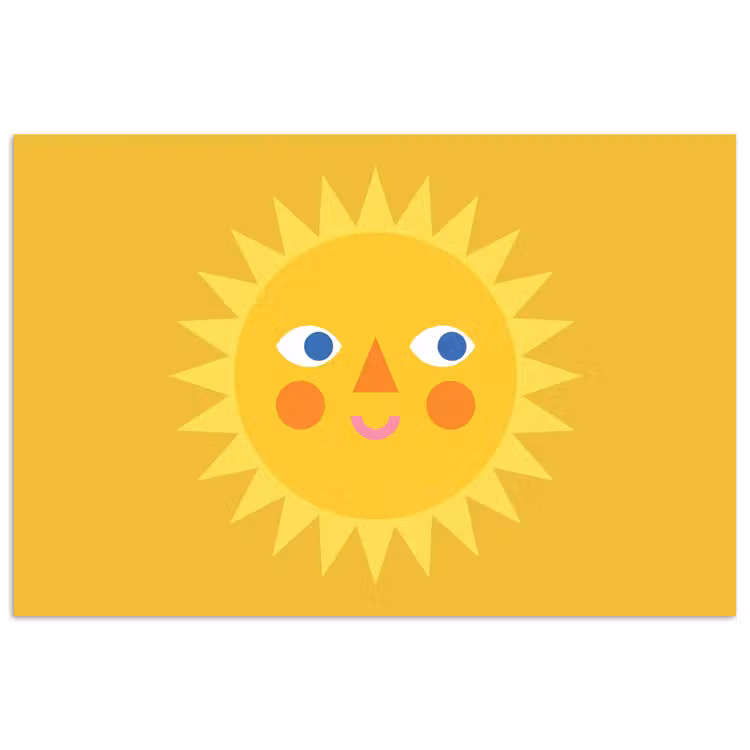 Poster - Zon - Gezicht - Zomer - Illustratie - Geel — 1