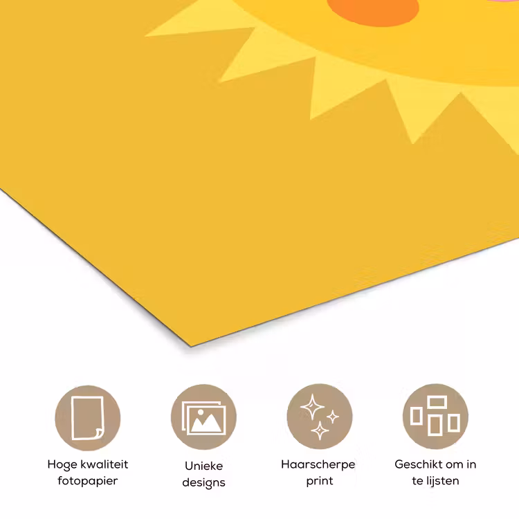 Poster - Zon - Gezicht - Zomer - Illustratie - Geel — 5