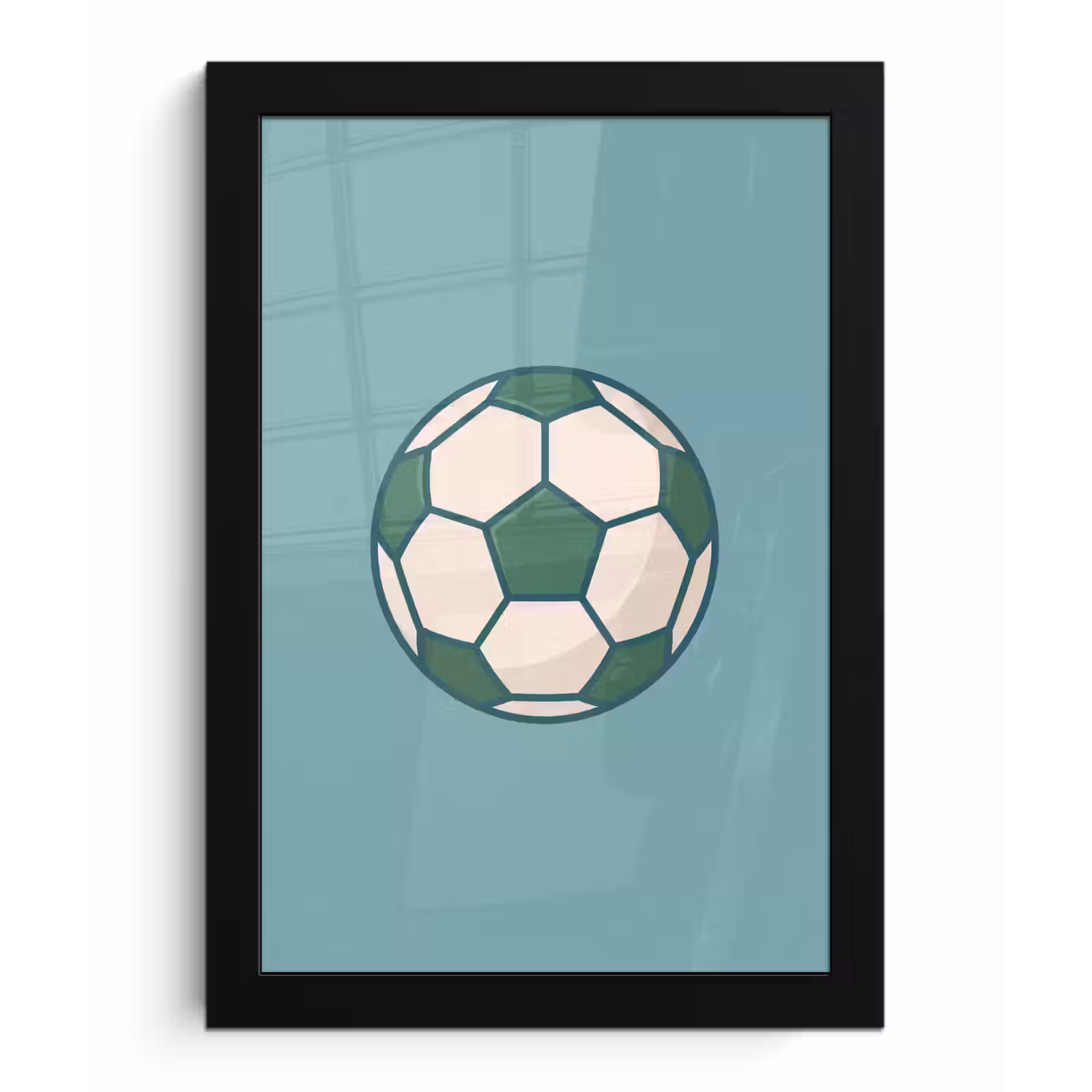 Poster met lijst - Voetbal - Geometrisch - Sport - Illustratie - Blauwgroen — 1