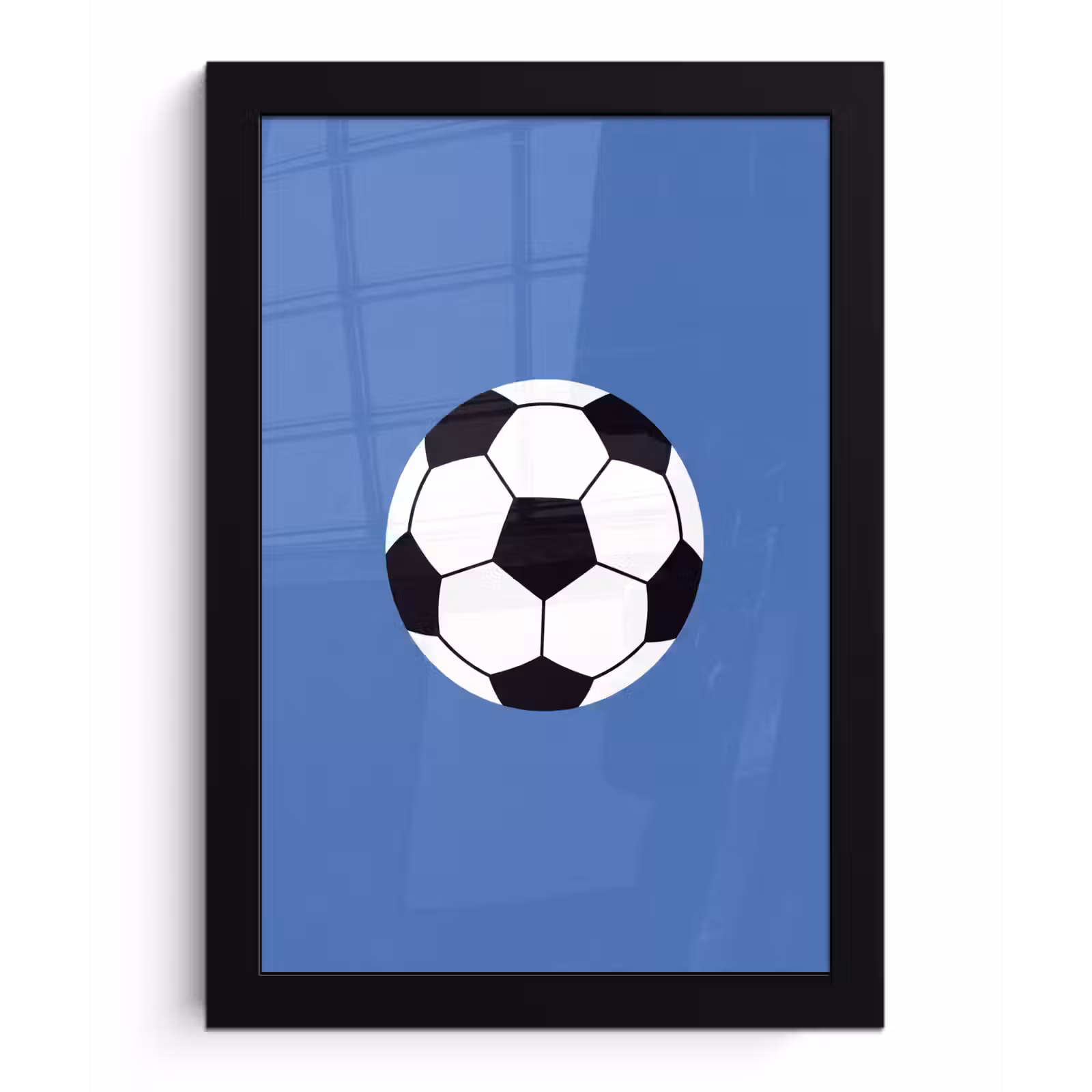 Poster met lijst - Voetbal - Zwart-wit - Sport - Illustratie - Blauw — 1