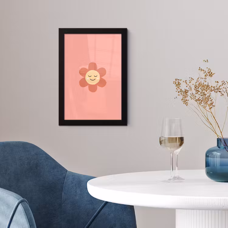 Poster met lijst - Bloemen - Tekenfilm - Kind - Roze — 2