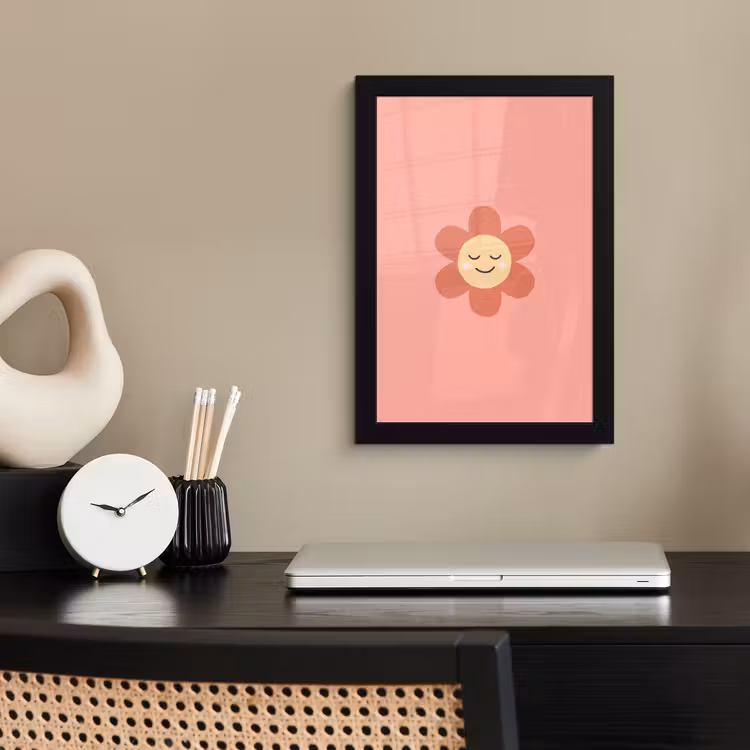 Poster met lijst - Bloemen - Tekenfilm - Kind - Roze — 3