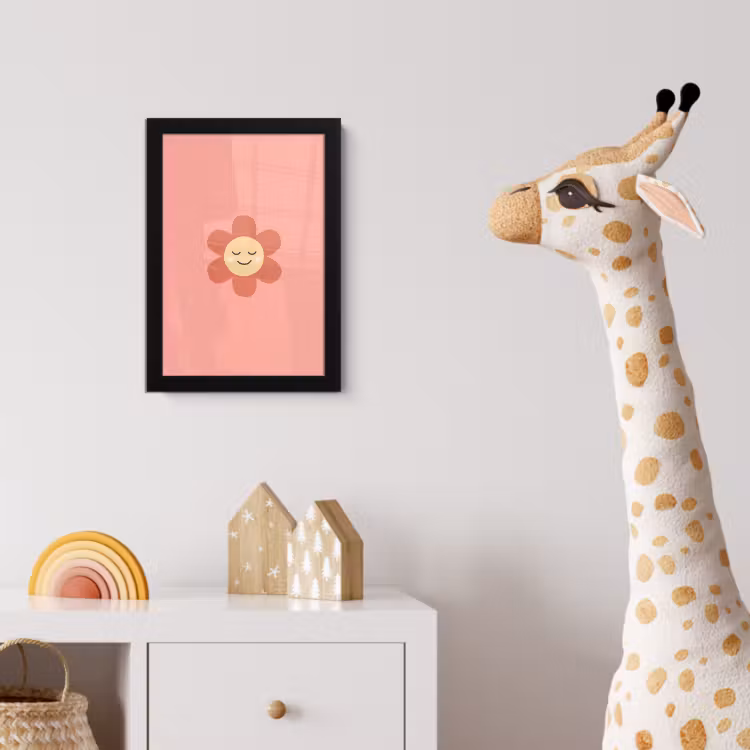 Poster met lijst - Bloemen - Tekenfilm - Kind - Roze — 5