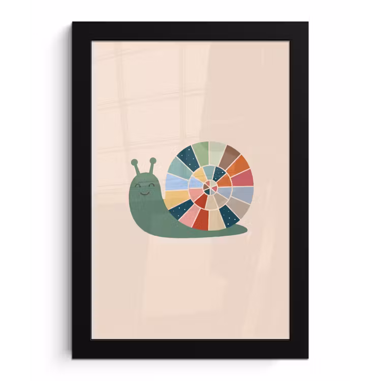 Poster met lijst - Dieren - Slak - Kleurrijk - Illustratie — 1