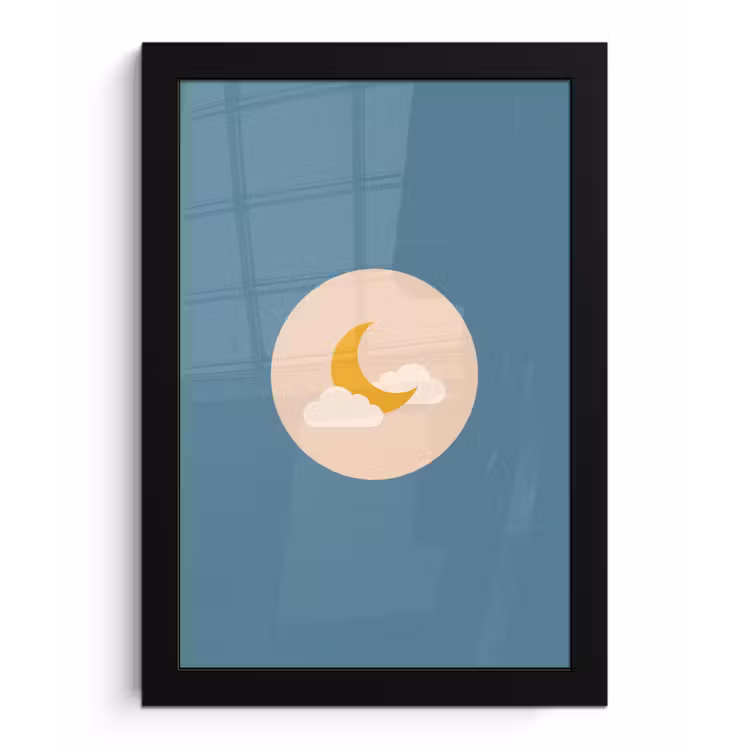 Poster met lijst - Maan - Wolken - Natuur - Abstract - Geel — 1
