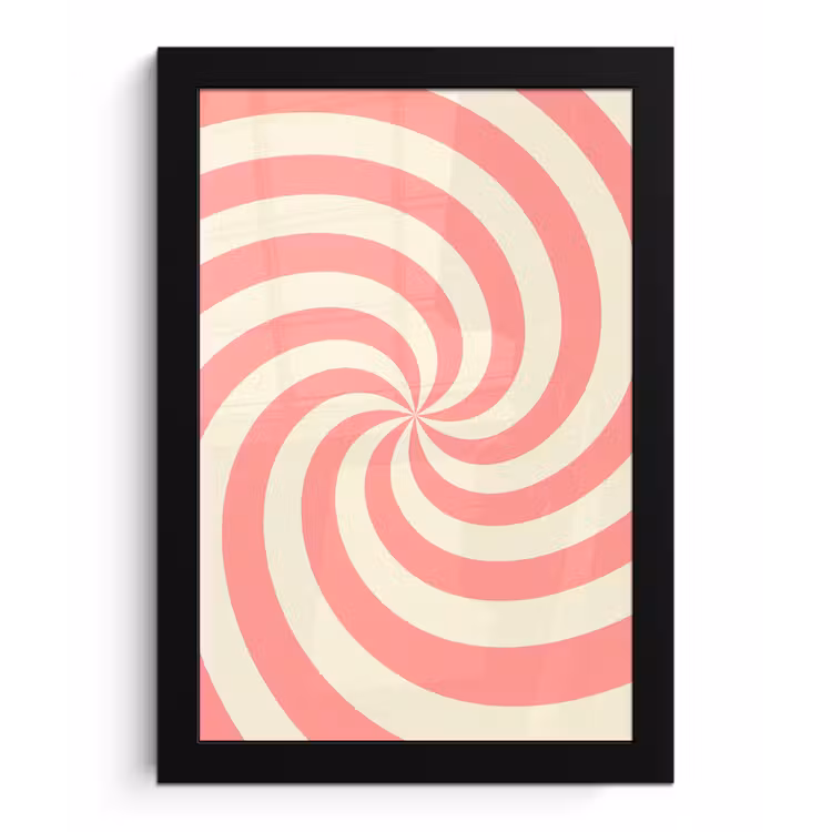 Poster met lijst - Spiraal - Patroon - Abstract - Roze - Beige — 1