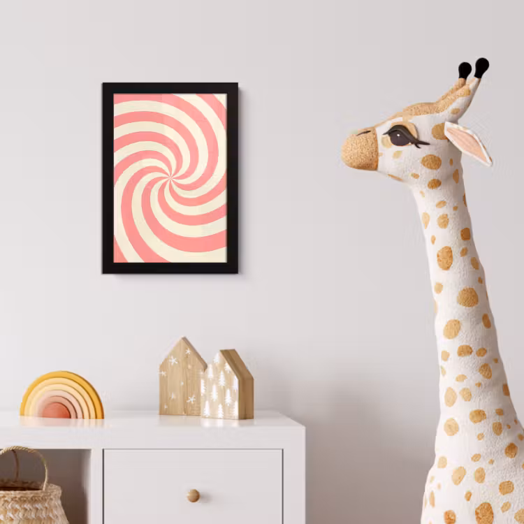 Poster met lijst - Spiraal - Patroon - Abstract - Roze - Beige — 5