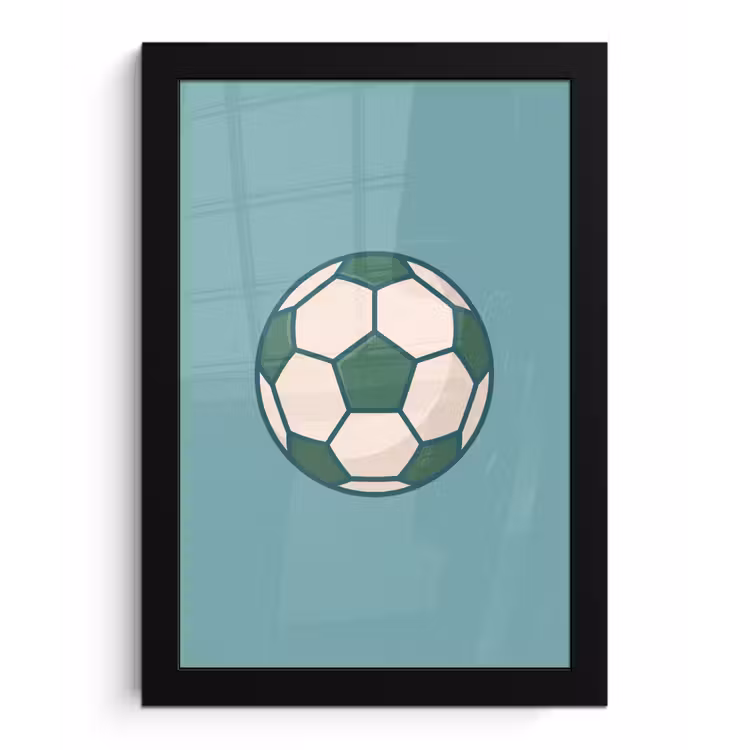 Poster met lijst - Voetbal - Geometrisch - Sport - Illustratie - Blauwgroen — 1