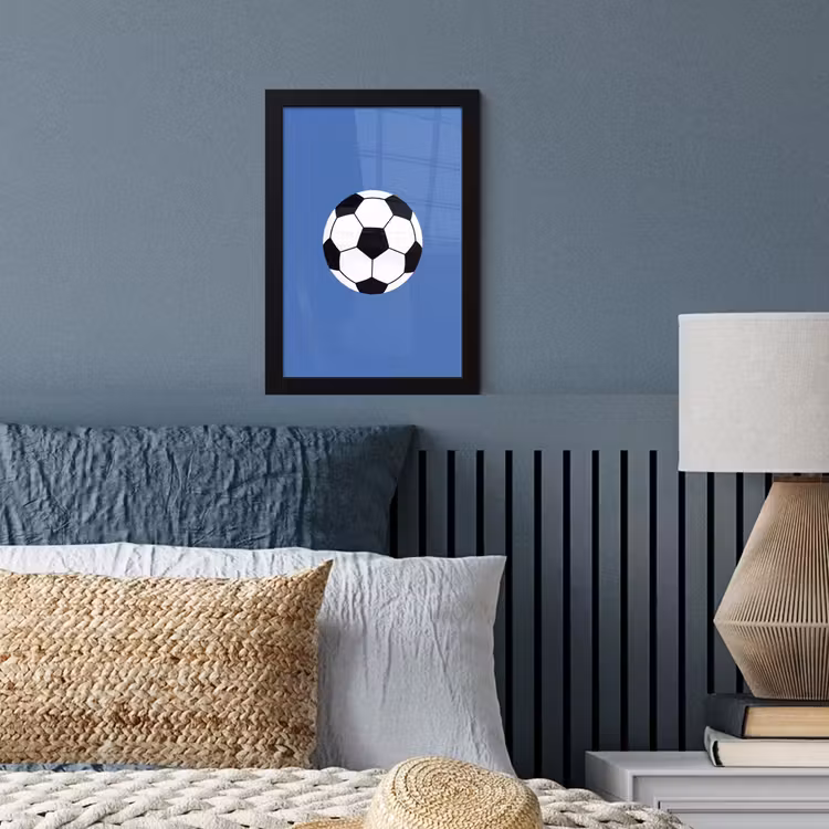 Poster met lijst - Voetbal - Zwart-wit - Sport - Illustratie - Blauw — 4