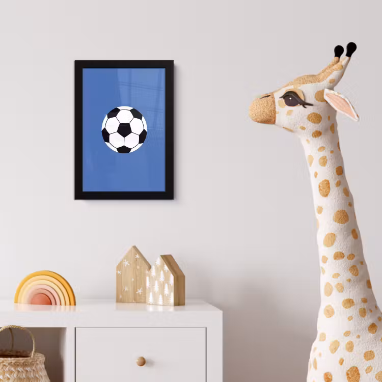 Poster met lijst - Voetbal - Zwart-wit - Sport - Illustratie - Blauw — 5