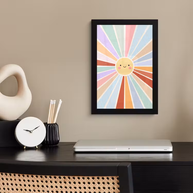 Poster met lijst - Zon - Stralen - Vrolijk - Kleurrijk - Abstract — 3