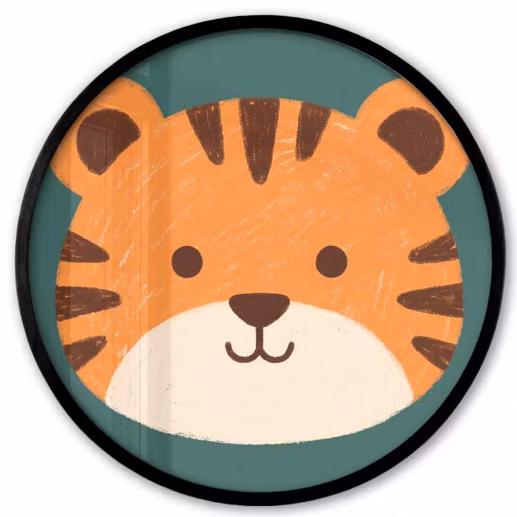 Ronde fotolijst - Dieren - Kop - Oranje - Illustratie - Modern — 1