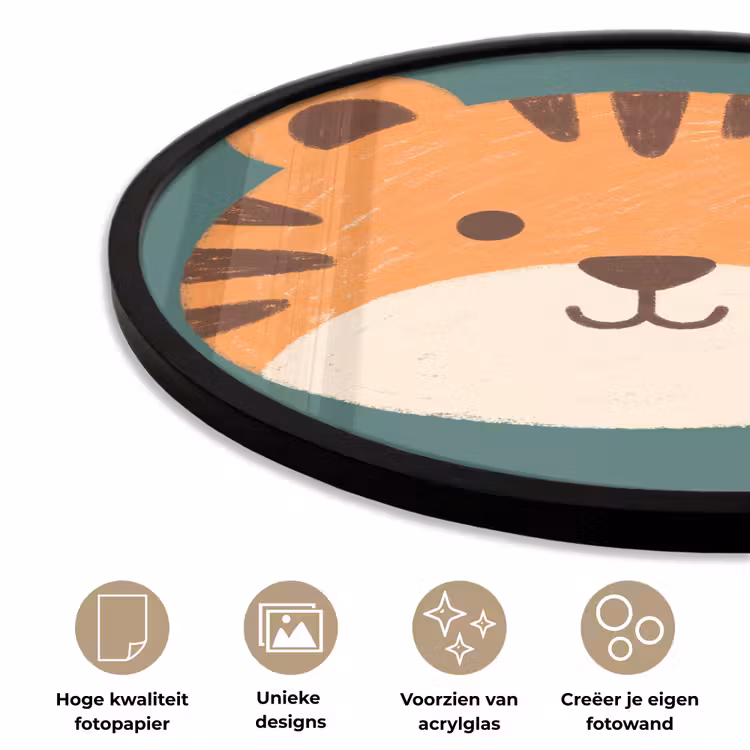 Ronde fotolijst - Dieren - Kop - Oranje - Illustratie - Modern — 2