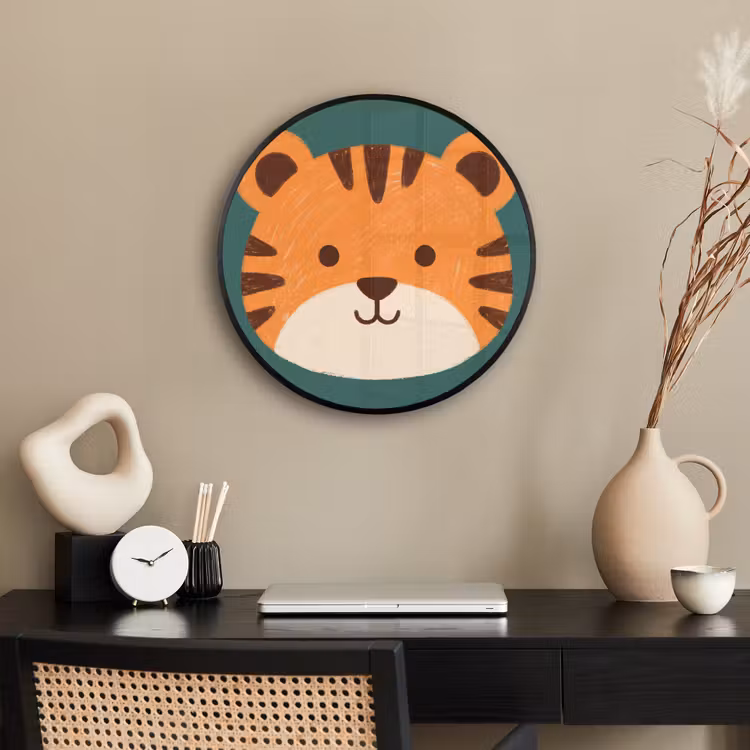 Ronde fotolijst - Dieren - Kop - Oranje - Illustratie - Modern — 3