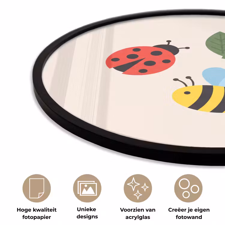 Ronde fotolijst - Insect - Blad - Natuur - Speels - Illustratie — 2
