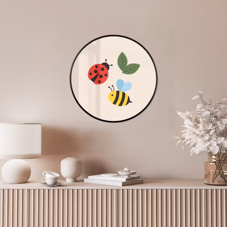 Ronde fotolijst - Insect - Blad - Natuur - Speels - Illustratie — 5