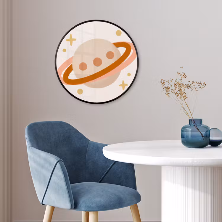 Ronde fotolijst - Planeet - Ringen - Ruimte - Illustratie - Beige — 4