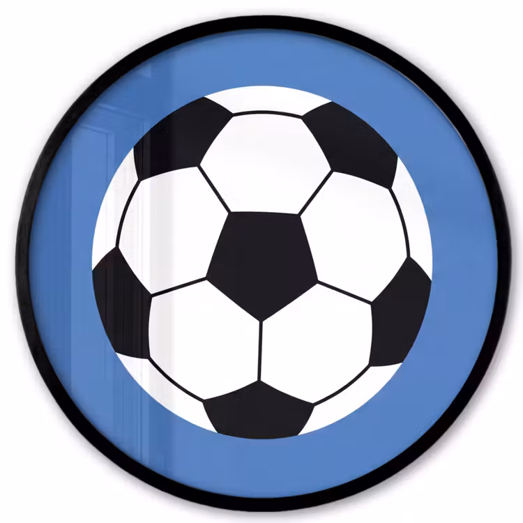 Ronde fotolijst - Voetbal - Zwart-wit - Sport - Illustratie - Blauw — 1