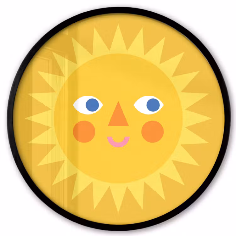 Ronde fotolijst - Zon - Gezicht - Zomer - Illustratie - Geel — 1