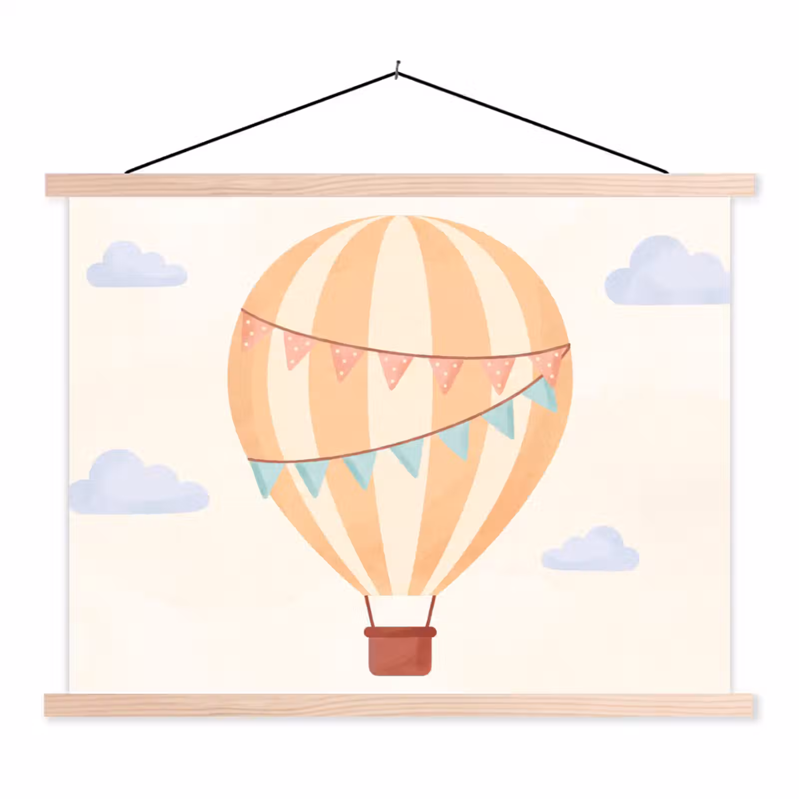 Schoolplaat - Luchtballon - Wolken - Illustratie - Zacht - Kinderkamer — 1