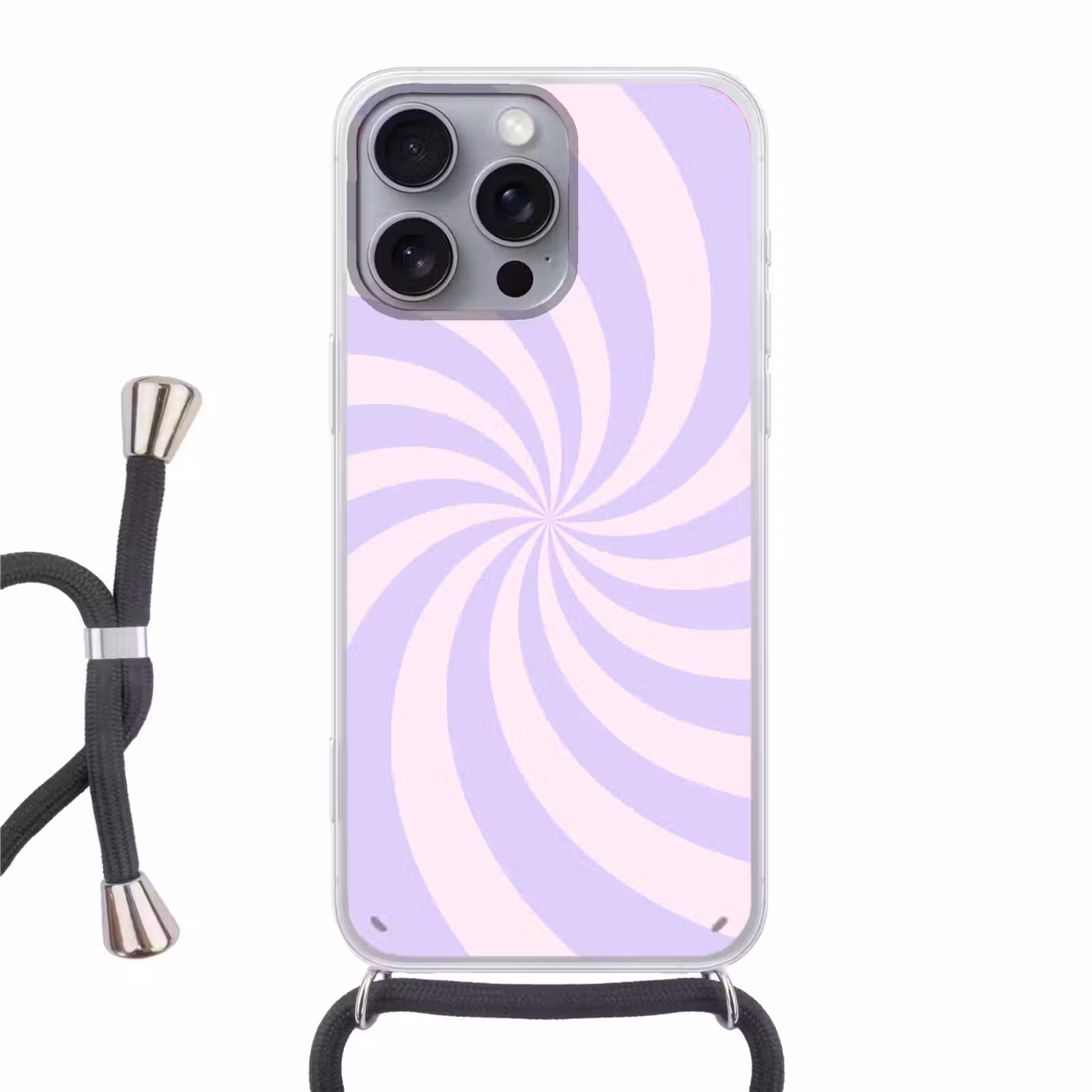 Telefoonhoesje met koord - Patroon - Spiraal - Abstract - Modern - Paars-Roze — 1