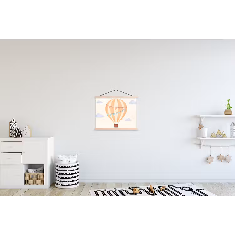 Schoolplaat - Luchtballon - Wolken - Illustratie - Zacht - Kinderkamer — 3