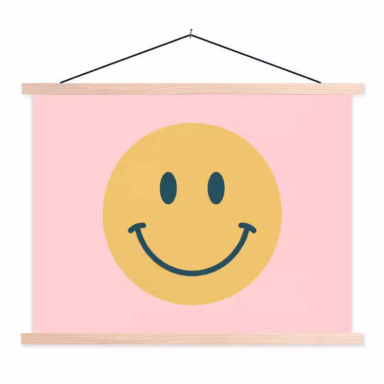 Schoolplaat - Smiley - Geel - Roze - Symbool - Minimalistisch — 1