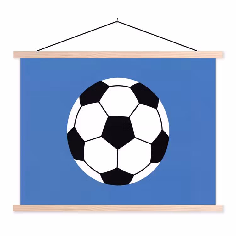 Schoolplaat - Voetbal - Zwart-wit - Sport - Illustratie - Blauw — 1