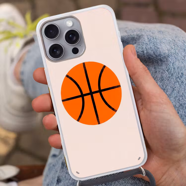 Telefoonhoesje met koord - Basketbal - Bal - Sport - Illustratie - Oranje — 2