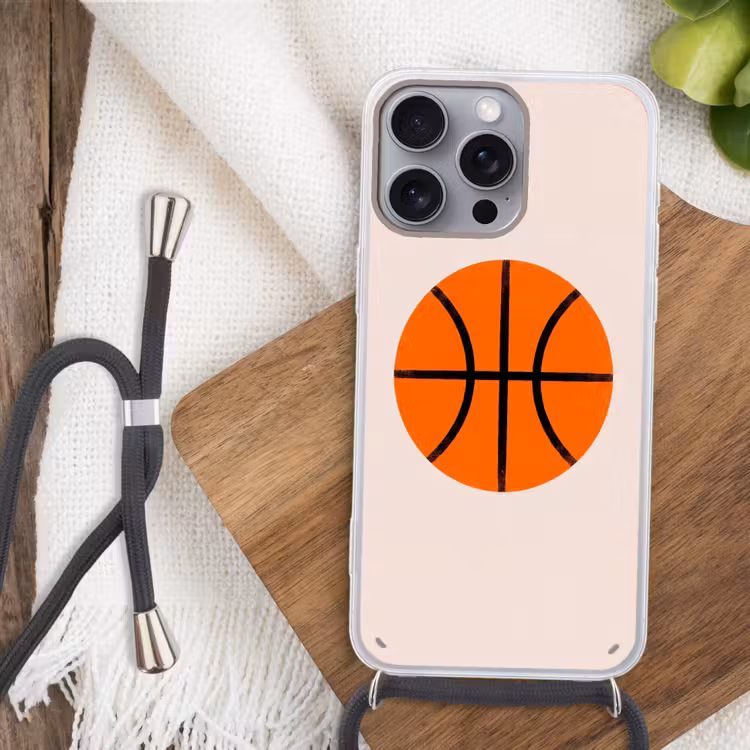 Telefoonhoesje met koord - Basketbal - Bal - Sport - Illustratie - Oranje — 3