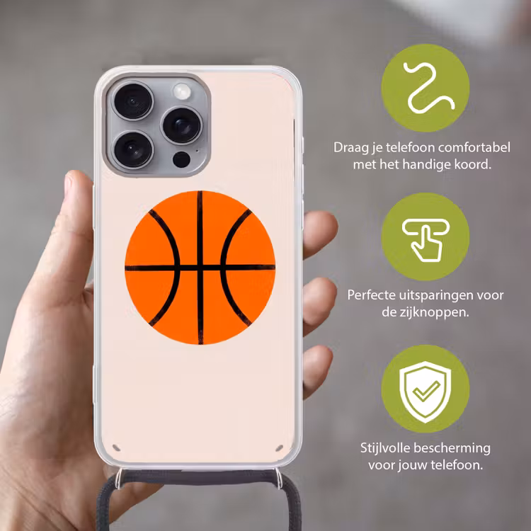 Telefoonhoesje met koord - Basketbal - Bal - Sport - Illustratie - Oranje — 4