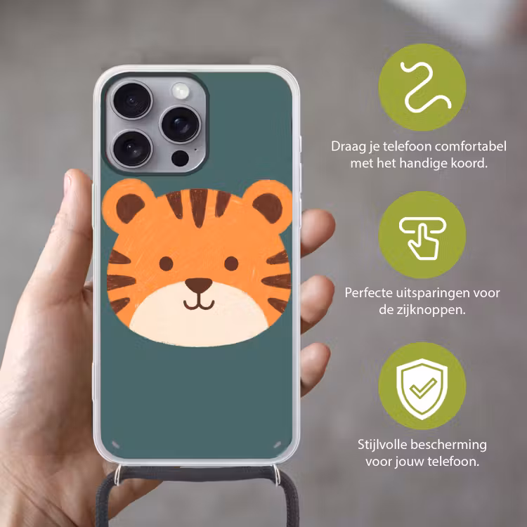 Telefoonhoesje met koord - Dieren - Kop - Oranje - Illustratie - Modern — 4