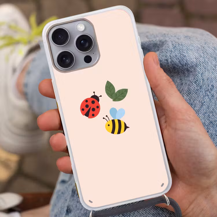 Telefoonhoesje met koord - Insect - Blad - Natuur - Speels - Illustratie — 2