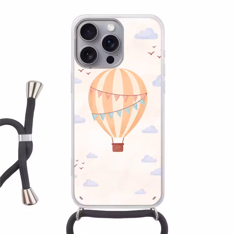Telefoonhoesje met koord - Luchtballon - Wolken - Illustratie - Zacht - Kinderkamer — 1