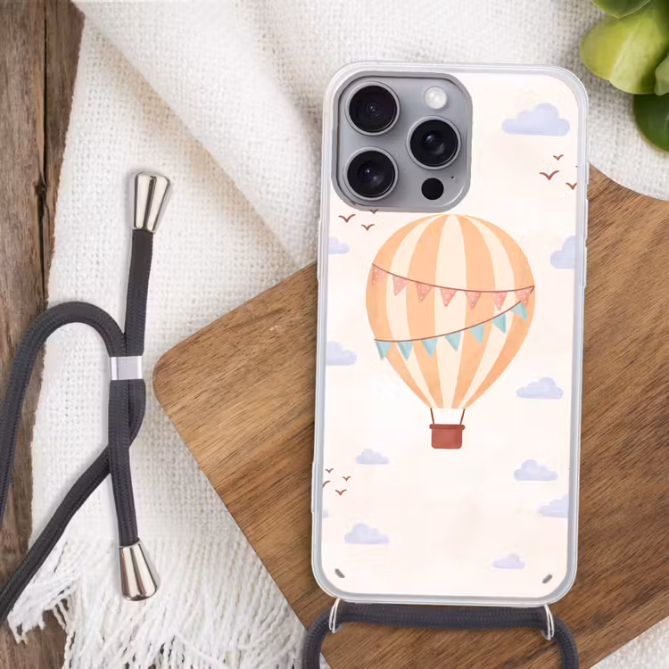 Telefoonhoesje met koord - Luchtballon - Wolken - Illustratie - Zacht - Kinderkamer — 3