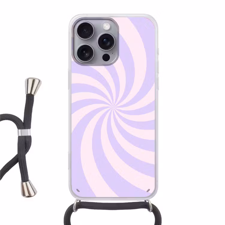 Telefoonhoesje met koord - Patroon - Spiraal - Abstract - Modern - Paars-Roze — 1