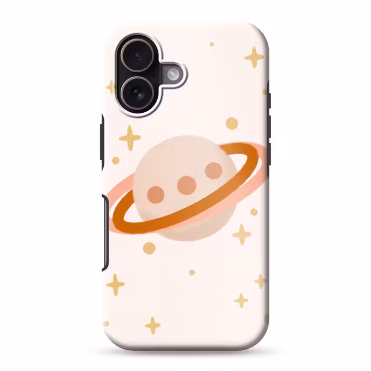 Telefoonhoesje Toughcase - Planeet - Ringen - Ruimte - Illustratie - Beige — 1