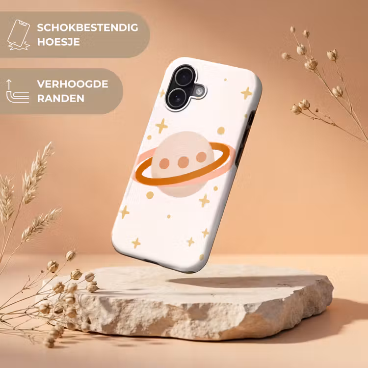 Telefoonhoesje Toughcase - Planeet - Ringen - Ruimte - Illustratie - Beige — 5