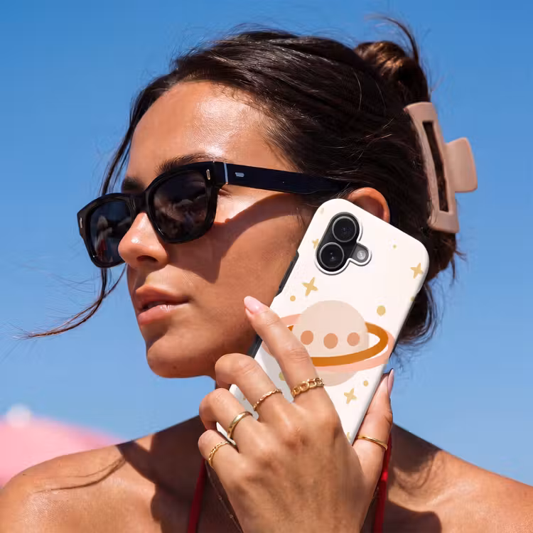 Telefoonhoesje Toughcase - Planeet - Ringen - Ruimte - Illustratie - Beige — 6
