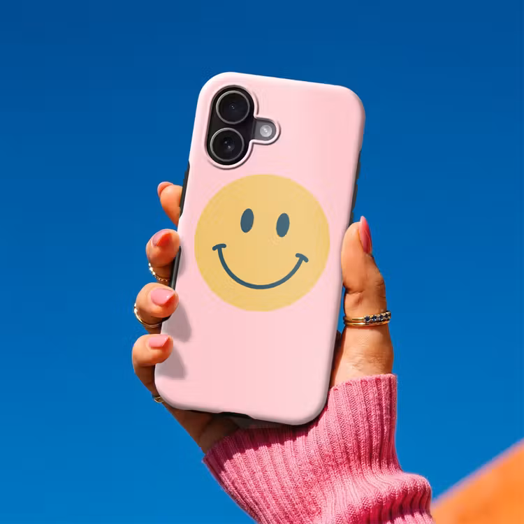 Telefoonhoesje Toughcase - Smiley - Geel - Roze - Symbool - Minimalistisch — 2