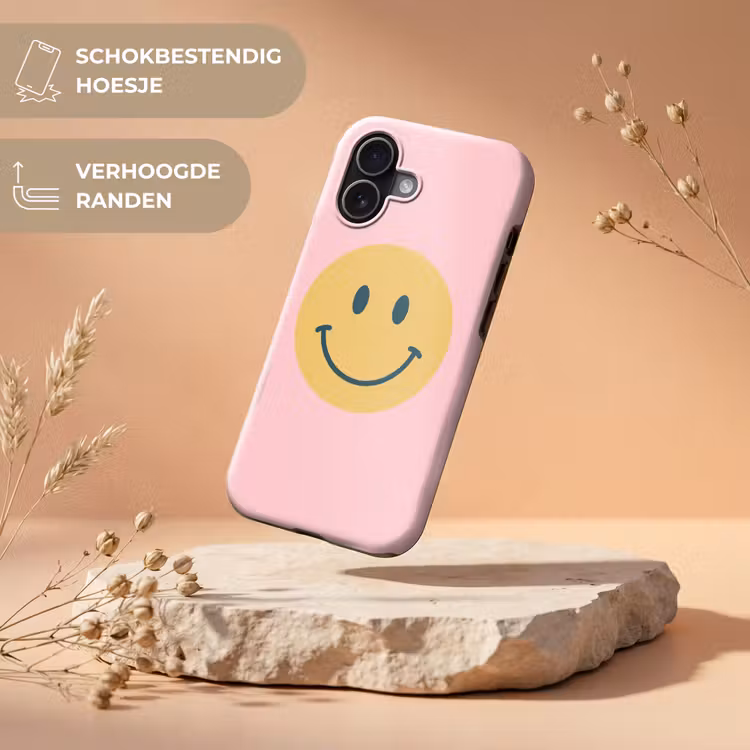 Telefoonhoesje Toughcase - Smiley - Geel - Roze - Symbool - Minimalistisch — 5