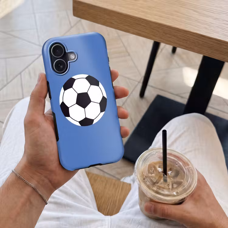 Telefoonhoesje Toughcase - Voetbal - Zwart-wit - Sport - Illustratie - Blauw — 4
