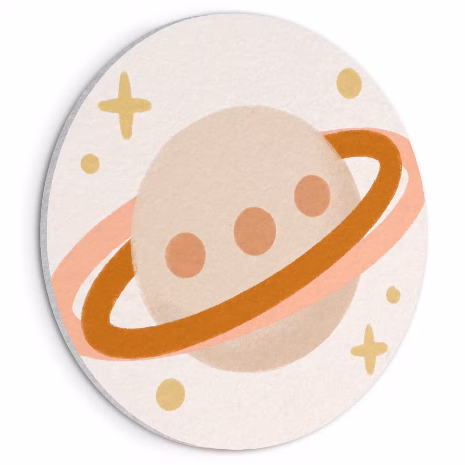 Akoestisch schilderij rond - Planeet - Ringen - Ruimte - Illustratie - Beige — 1