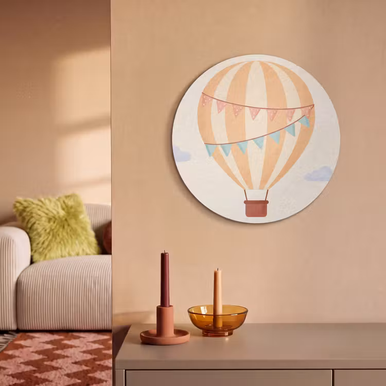 Akoestisch schilderij rond - Luchtballon - Wolken - Illustratie - Zacht - Kinderkamer — 3